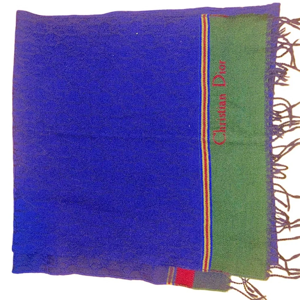 Authentic Vintage Christian Dior Wool Trotter Logo Fringe Scarf